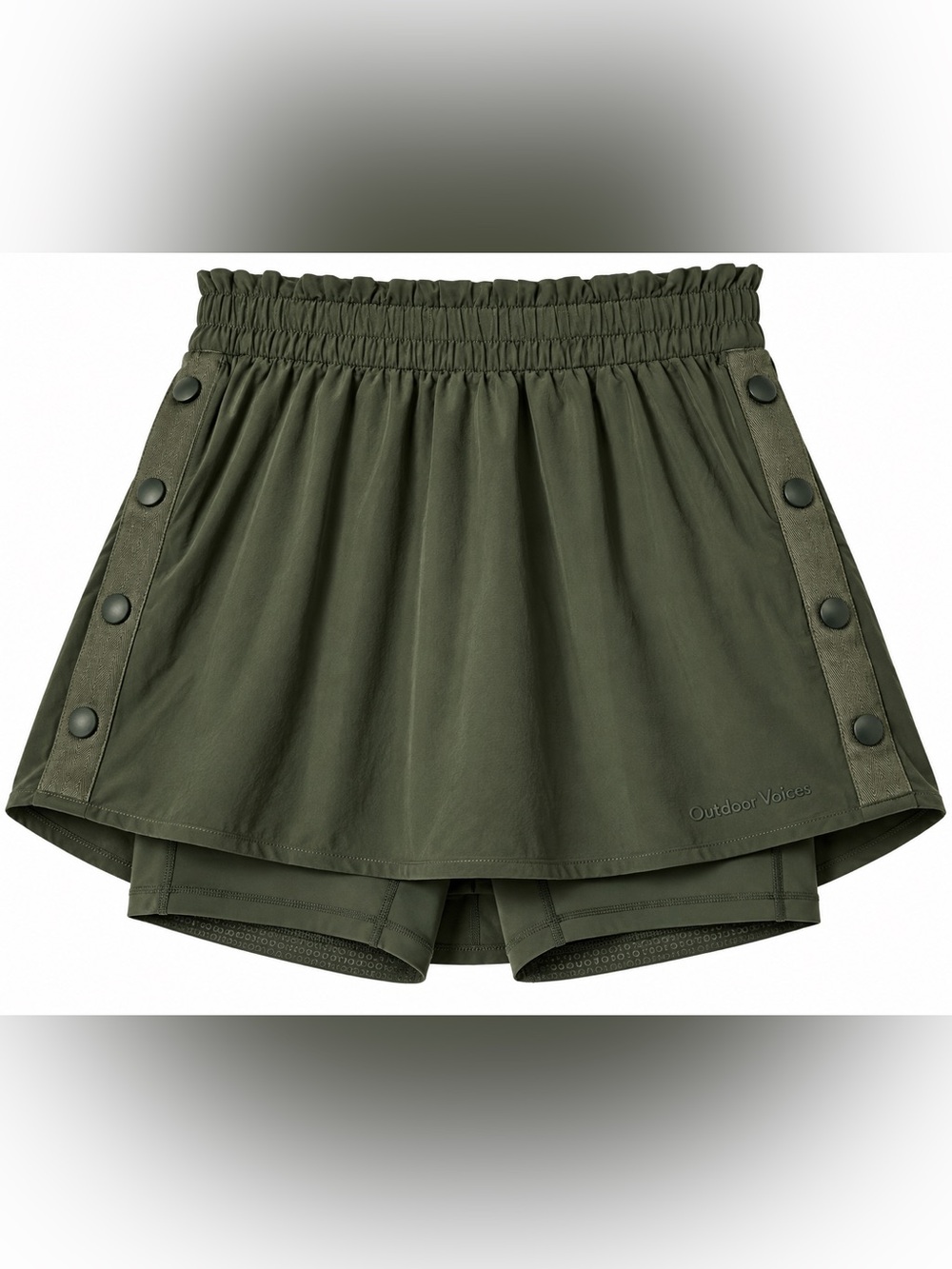 Outdoor Voices Relay Snap Skort XXS Dark Olive Green Tear Away Athletic Gorpcore